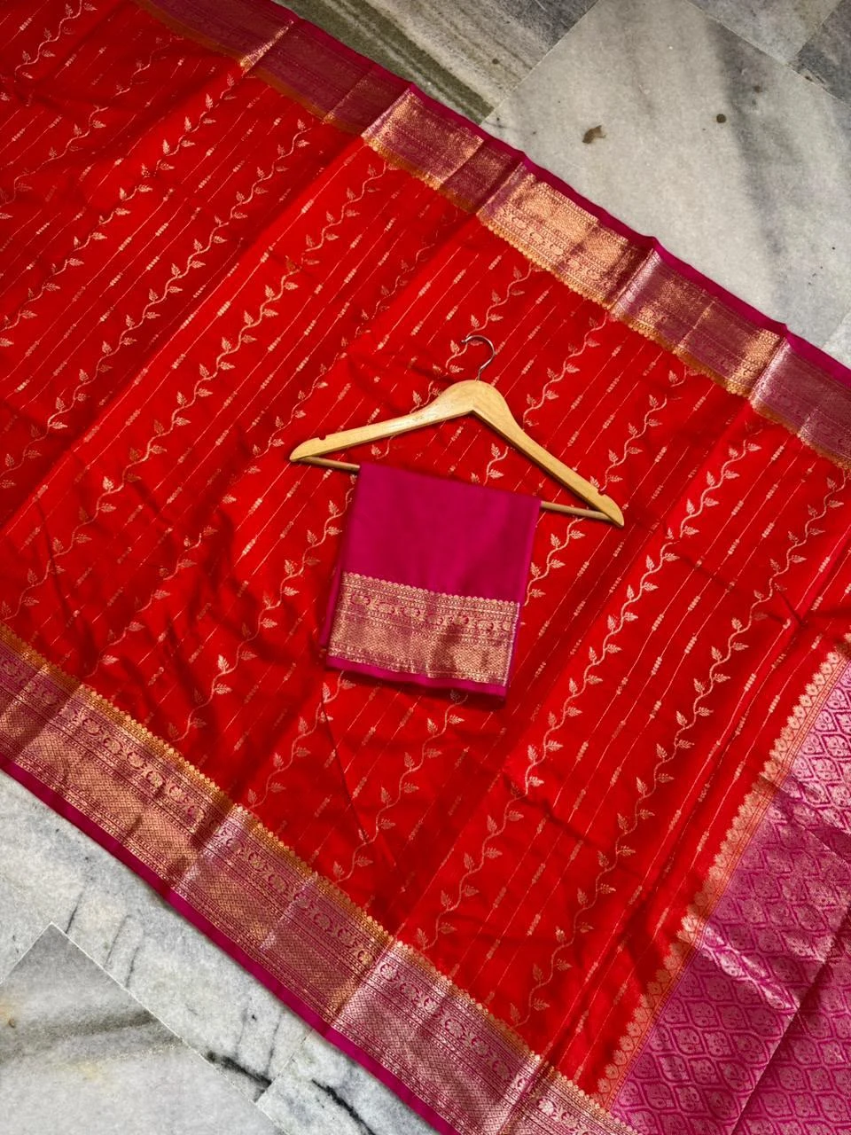 Royal Blue with Baby Pink Border Banarasi Soft Silk Saree
